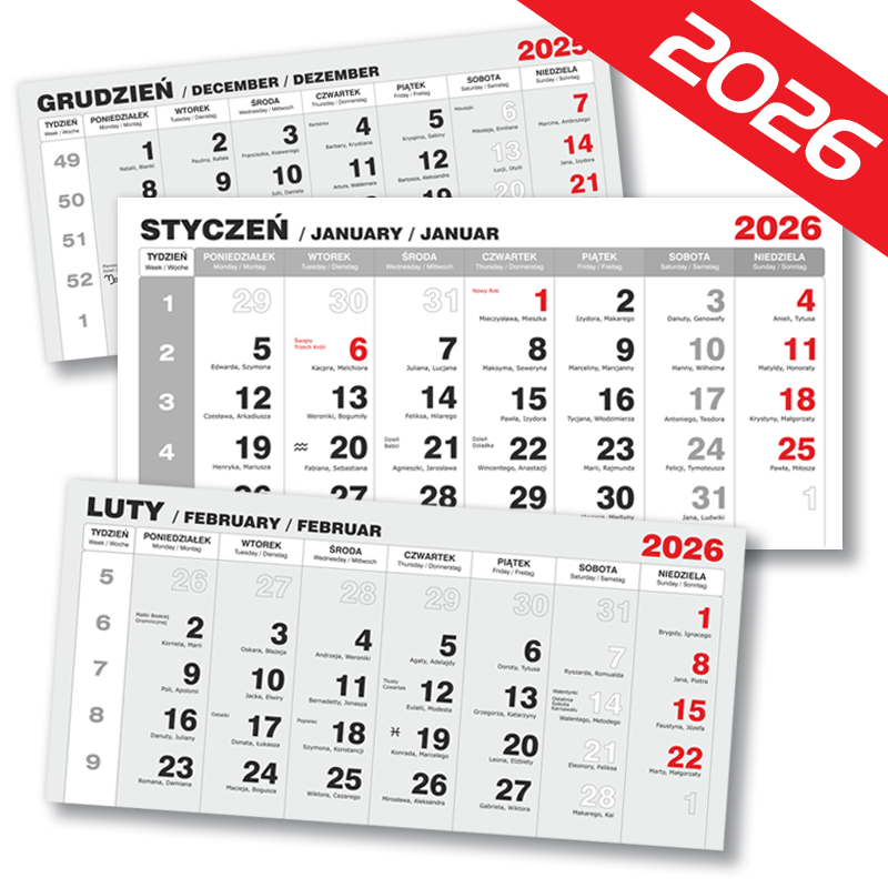 Kalendaria trójdzielne 2026 ikona